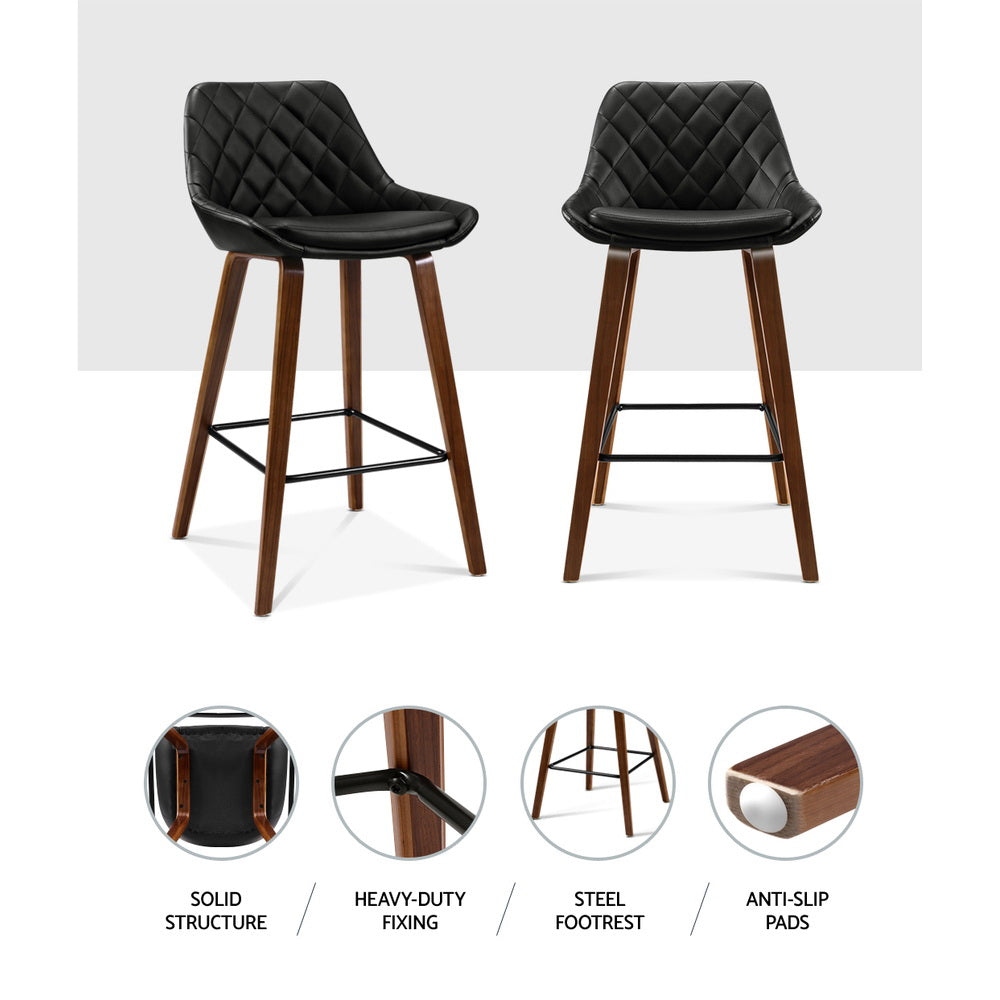 Halston Diamond Pleat Bar Stools – Black – Set of 2