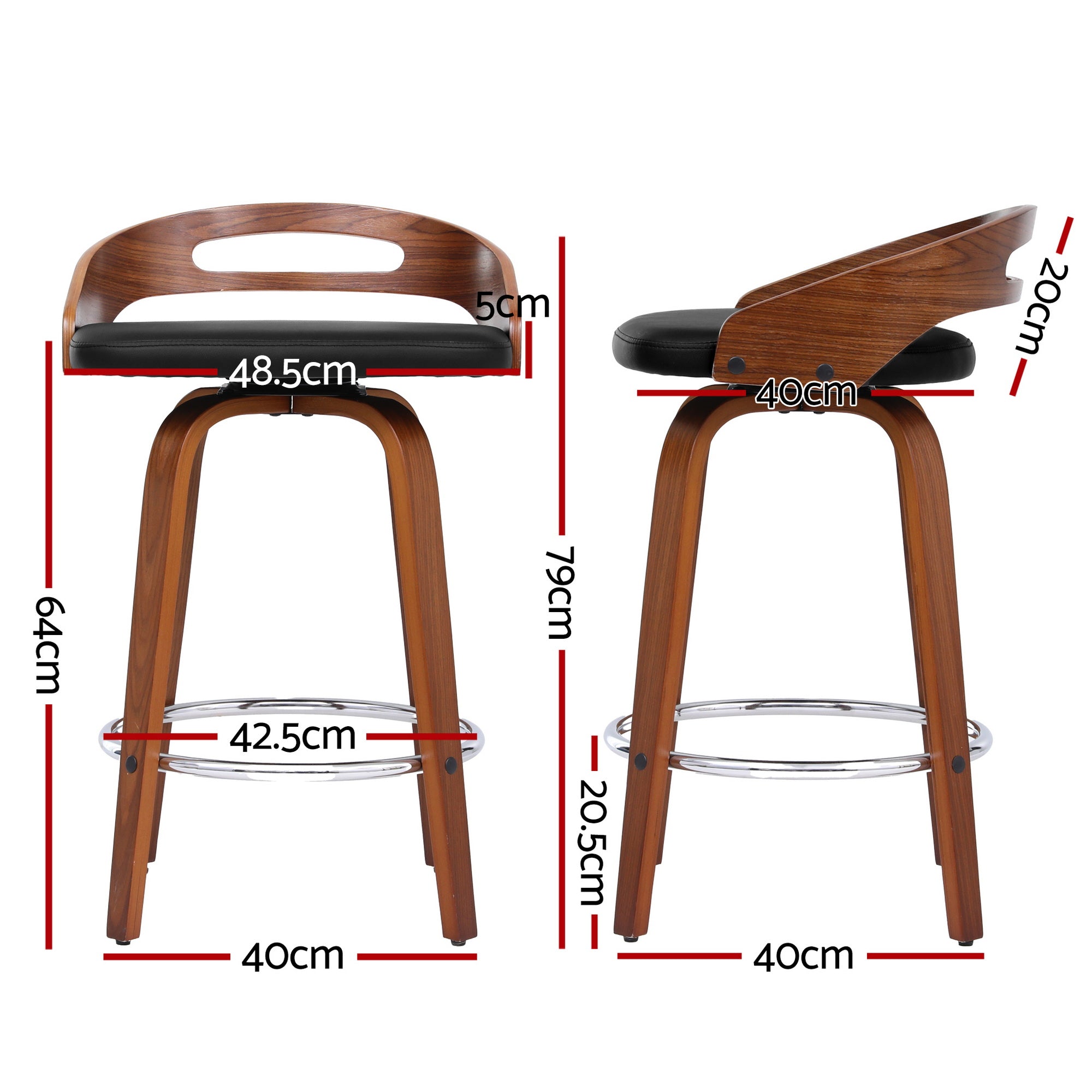 Kairos Swivel Bar Stools – Black – Set of 2