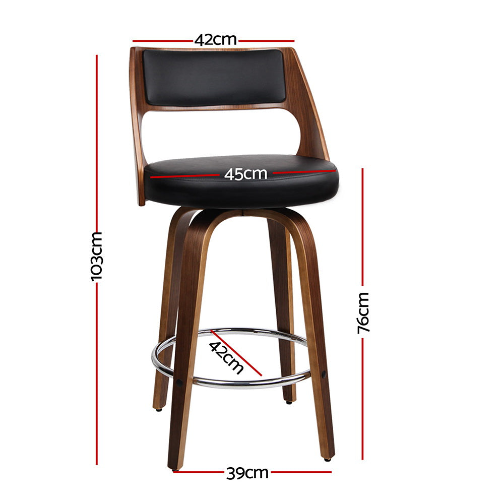 Reston Wood & Leather Bar Stools – Black – Set of 2
