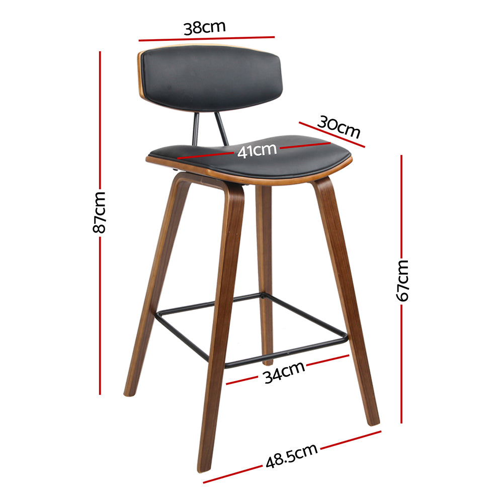 Calisto Leather Bar Stools – Black – Set of 2