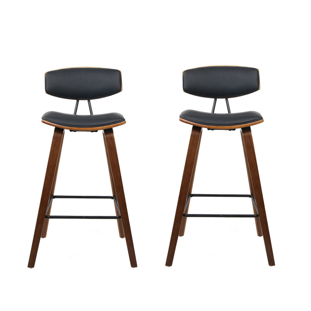 Calisto Leather Bar Stools – Black – Set of 2
