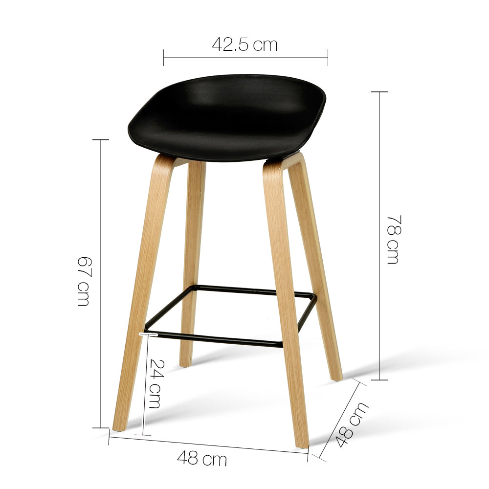 Bentley Wooden Bar Stools – Black – Set of 4