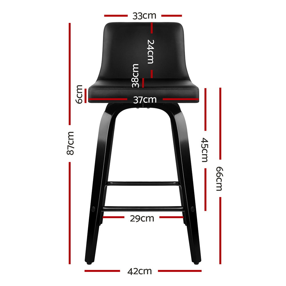 Westwood Swivel Bar Stools – Black & Walnut – Set of 2