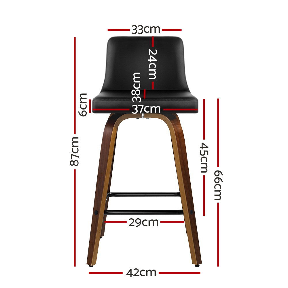 Kensington Leather Bar Stools – Black & Brown – Set of 2