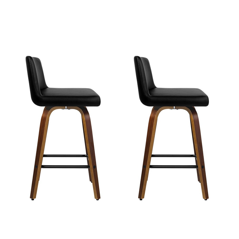 Kensington Leather Bar Stools – Black & Brown – Set of 2