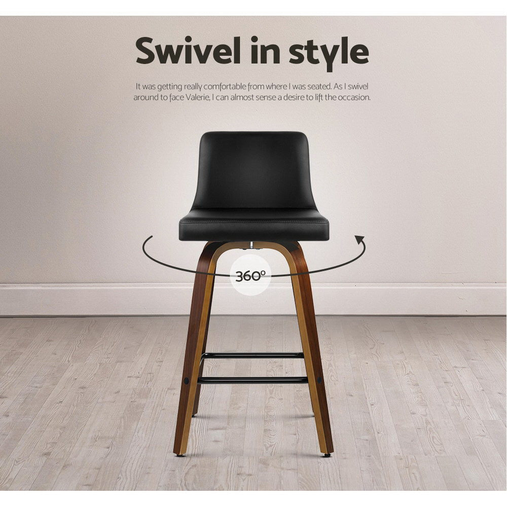Kensington Leather Bar Stools – Black & Brown – Set of 2