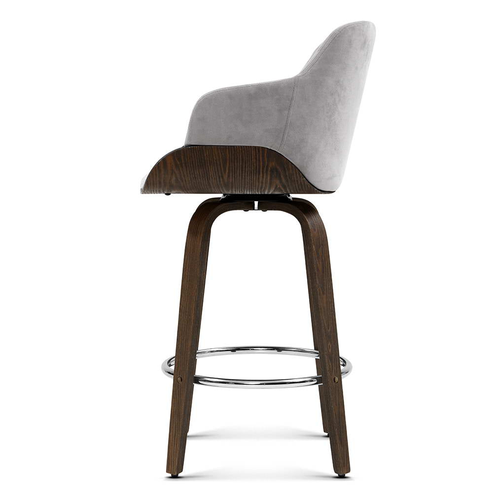 Casimir Velvet Bar Stool – Grey – Single