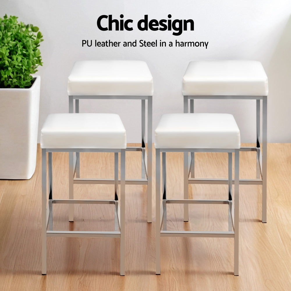 Marino Metal Bar Stools – White – Set of 4
