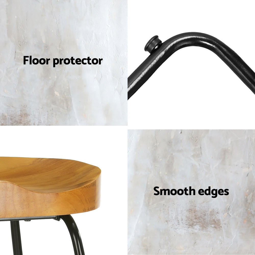 Hudson Elm Wood Backless Bar Stools – Brown – 65 cm – Set of 4