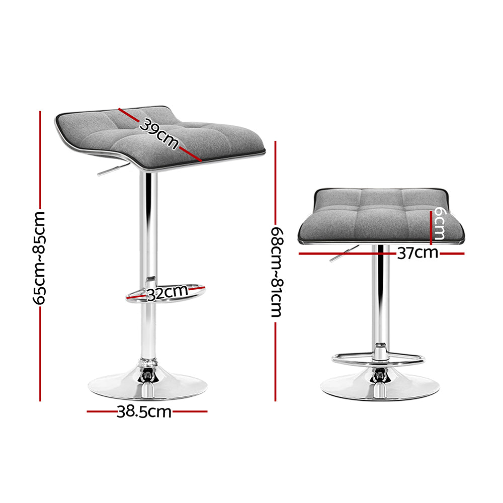 Nara Fabric Swivel Bar Stools – Grey – Set of 2