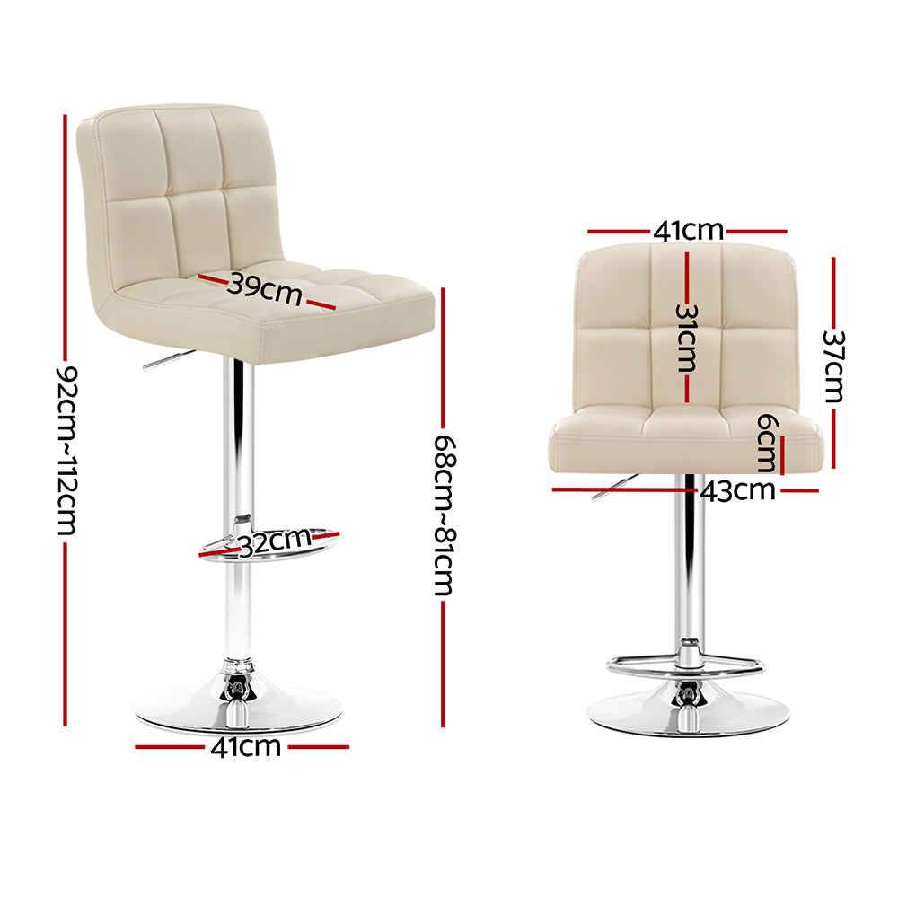 Hudson Patterned Bar Stools – Beige – Set of 2