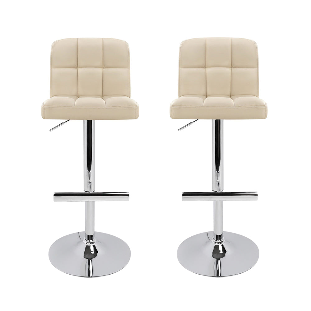 Hudson Patterned Bar Stools – Beige – Set of 2