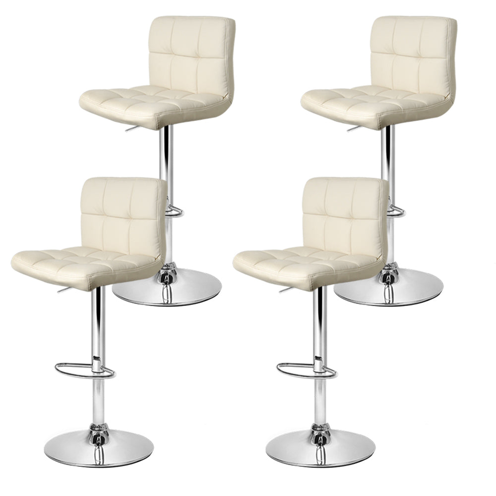 Carlton Leather Gas Lift Bar Stools – Beige – Set of 4