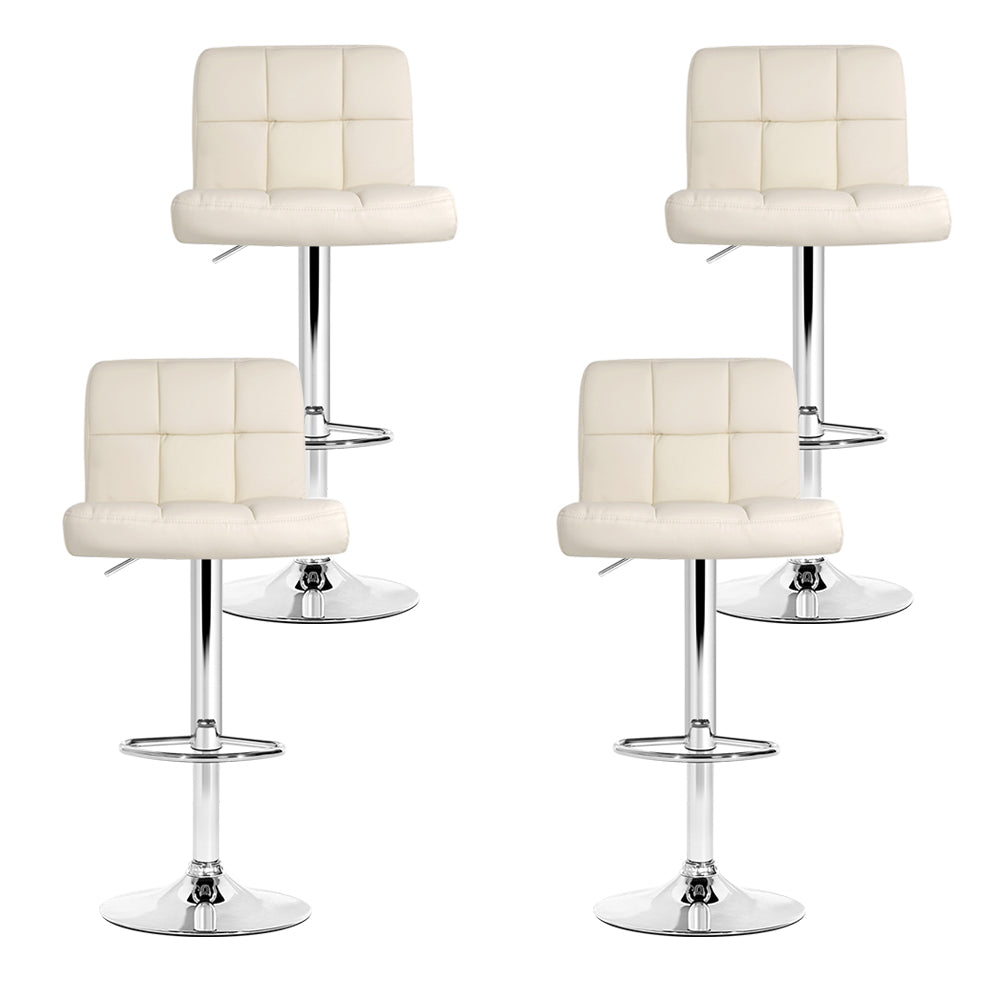 Carlton Leather Gas Lift Bar Stools – Beige – Set of 4