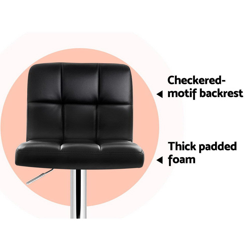 Metro Leather Gas Lift Bar Stools – Black – Set of 2