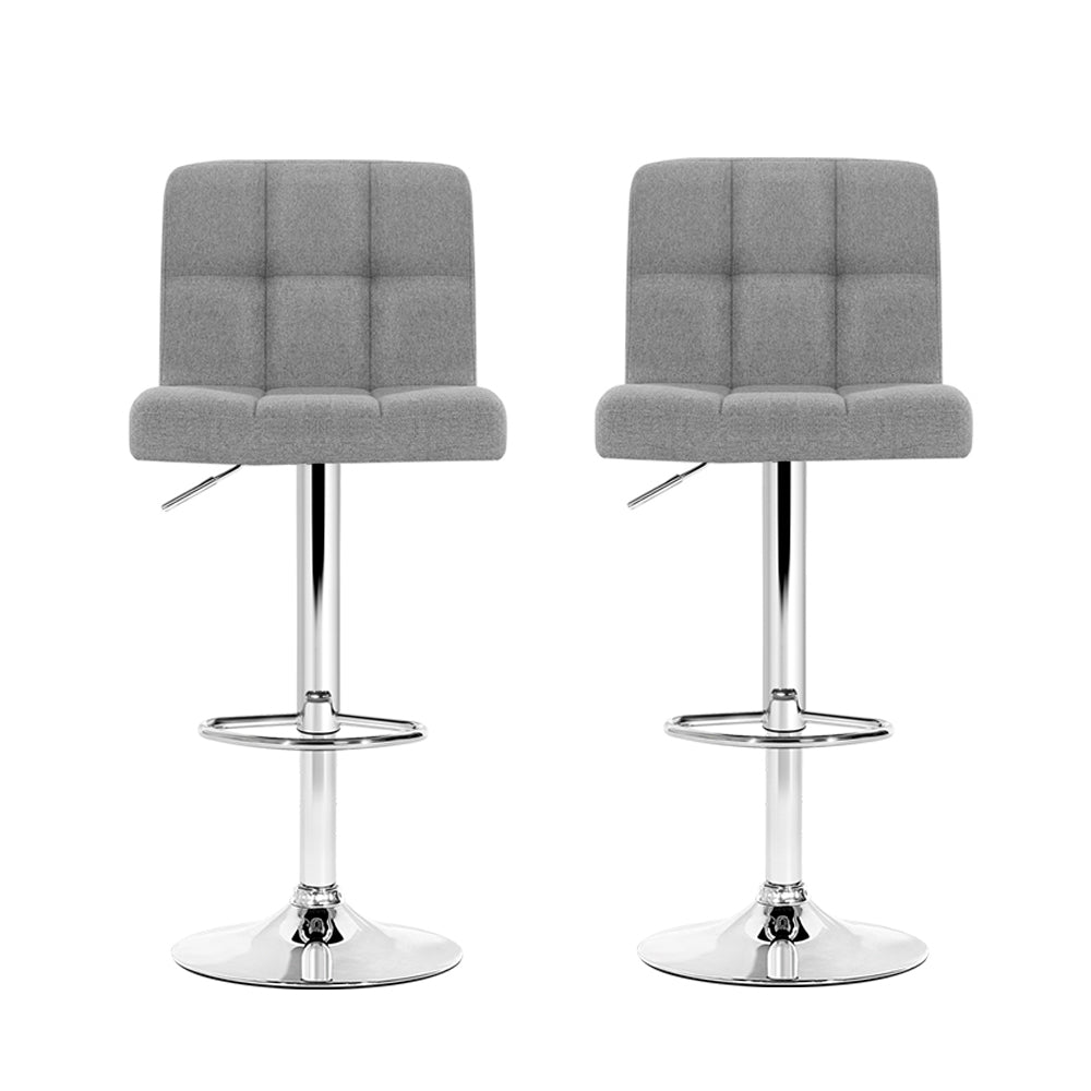 Vantage Fabric Swivel Bar Stools – Grey – Set of 2