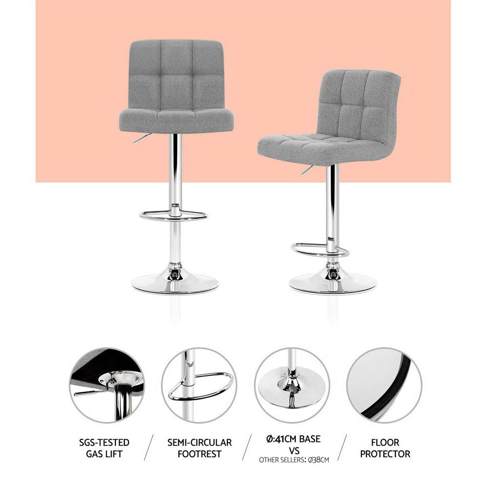 Vantage Fabric Swivel Bar Stools – Grey – Set of 2