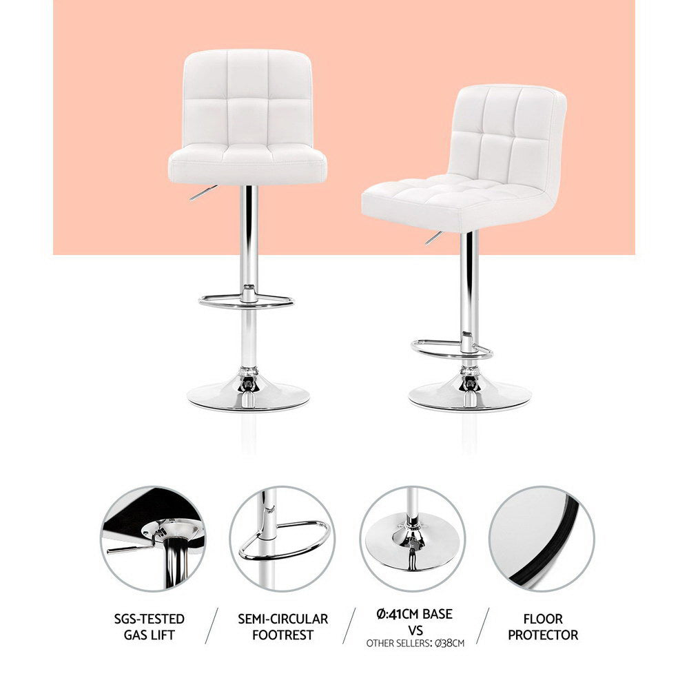 Hudson Patterned Bar Stools – White – Set of 2