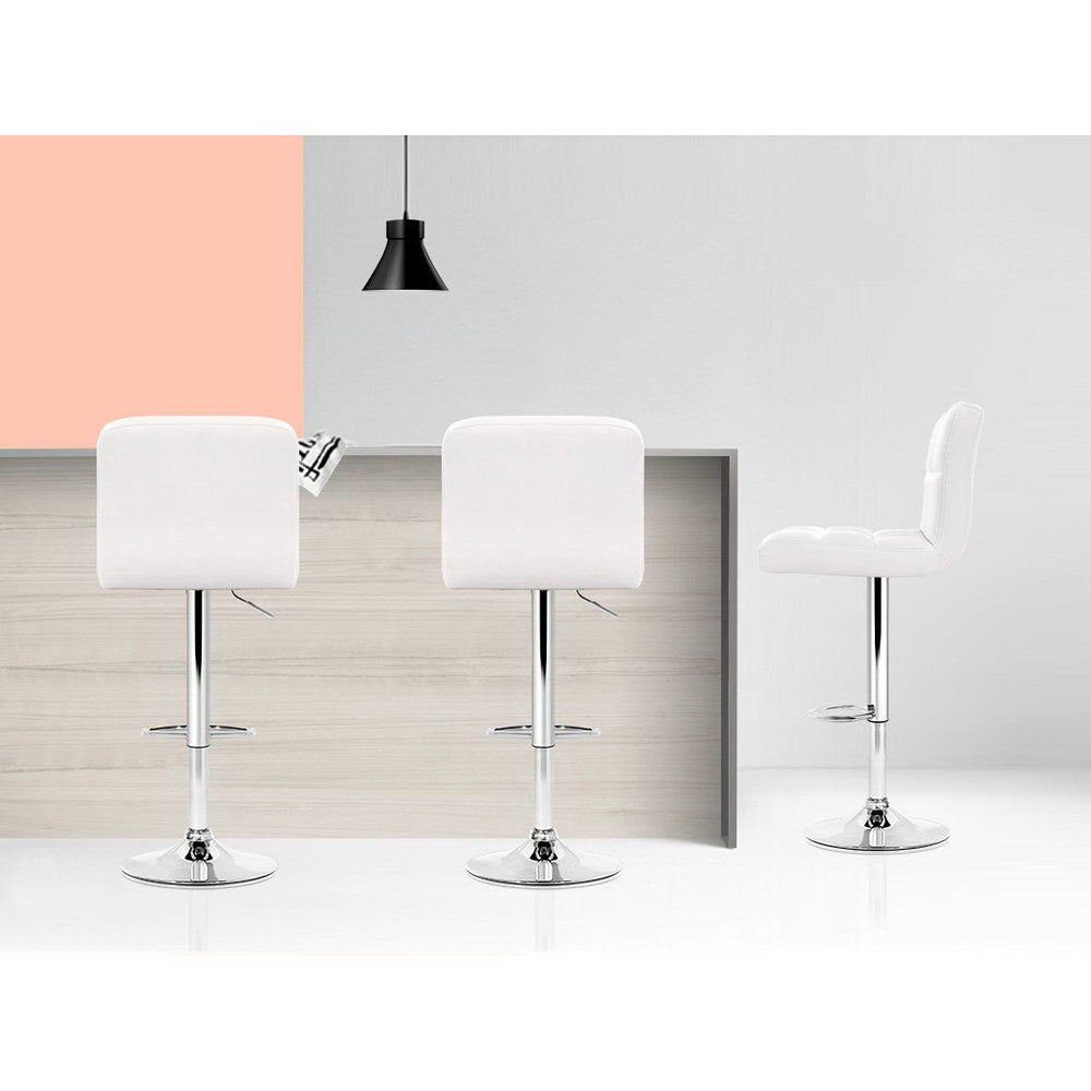 Hudson Patterned Bar Stools – White – Set of 2