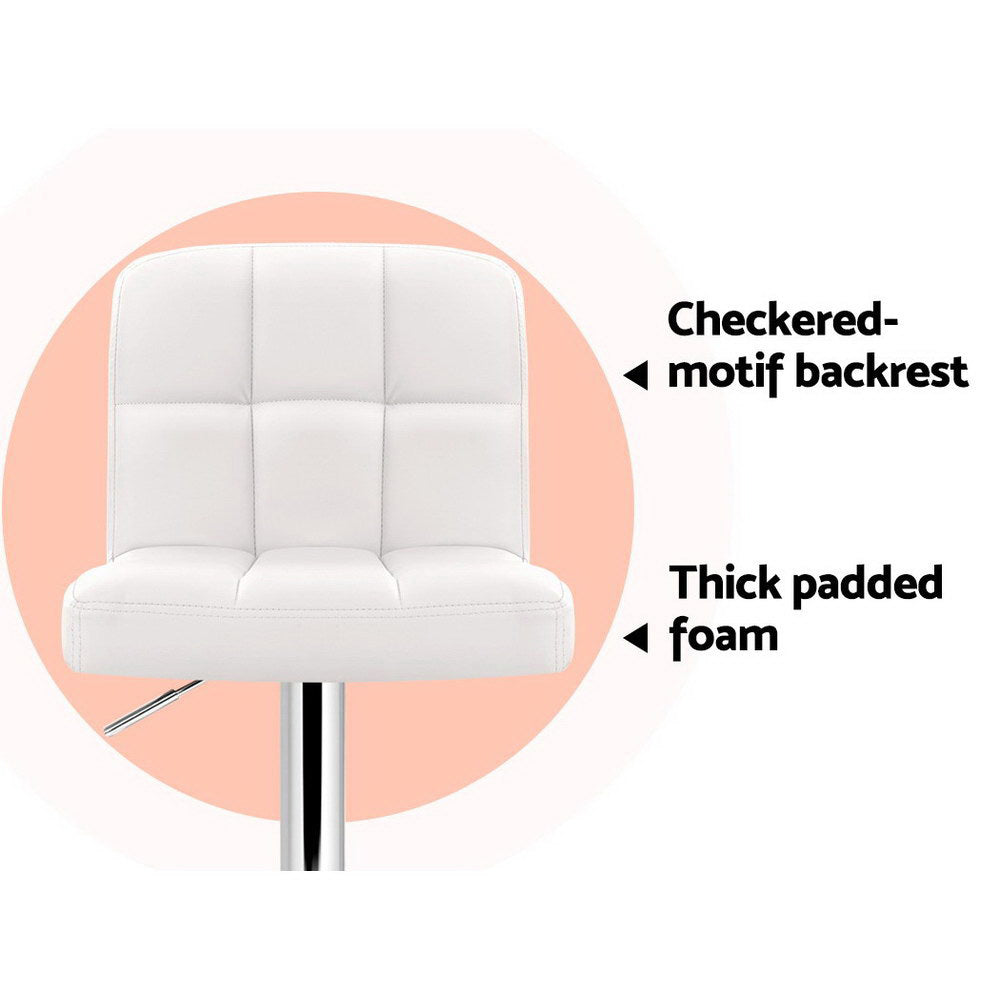 Hudson Patterned Bar Stools – White – Set of 2