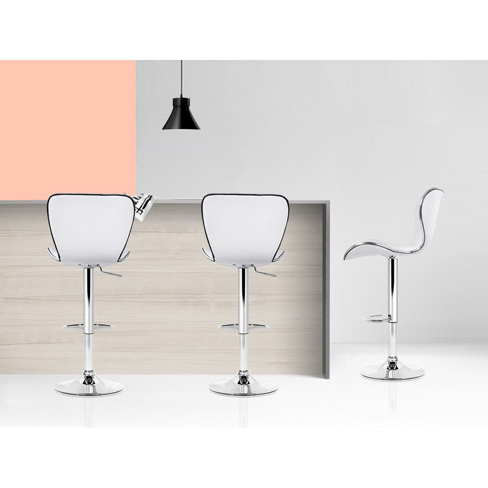 Alderon Gas Lift Bar Stools – White – Set of 4