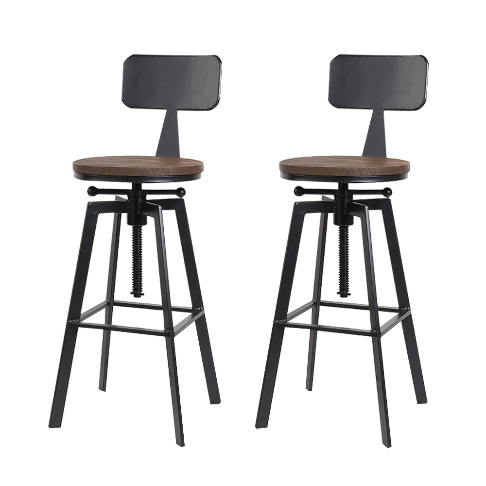 Maddox Industrial Bar Stools – Black – Set of 2