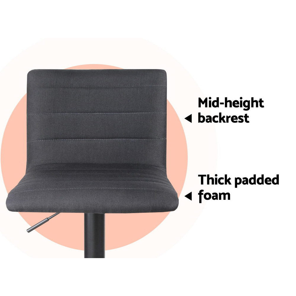Marston Fabric Bar Stools – Black – Set of 2