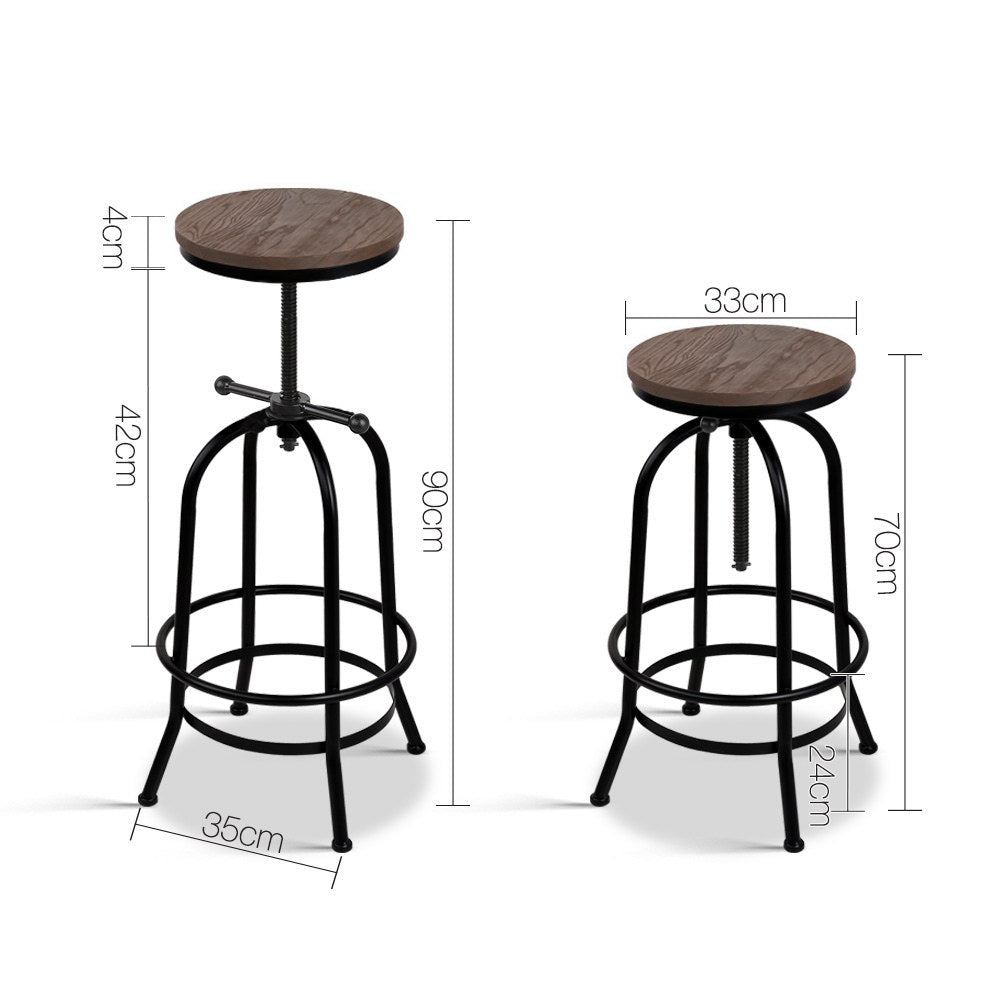 Alderon Adjustable Bar Stool – Black – 90 cm