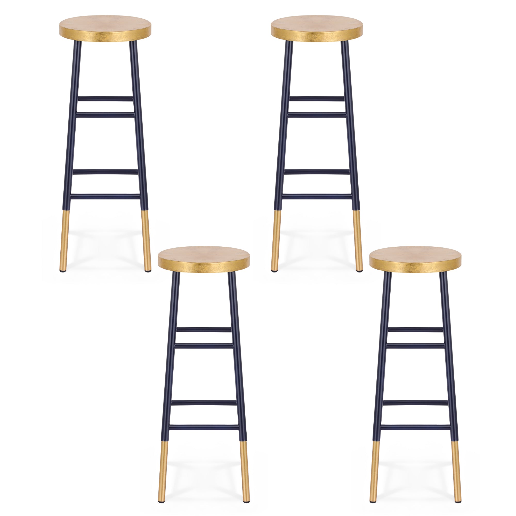 Linden Bar Stools – Navy & Gold – Set of 4