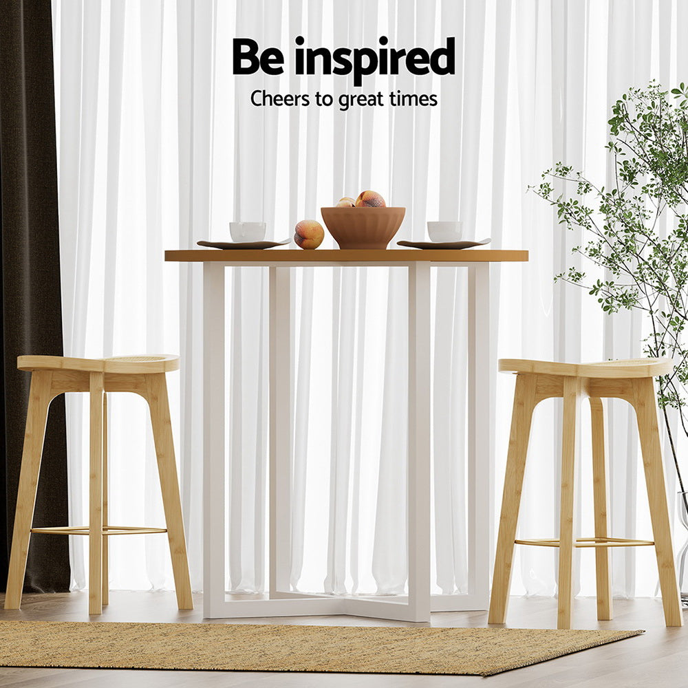 Linden Bamboo Rattan Bar Stools – Natural – Set of 4