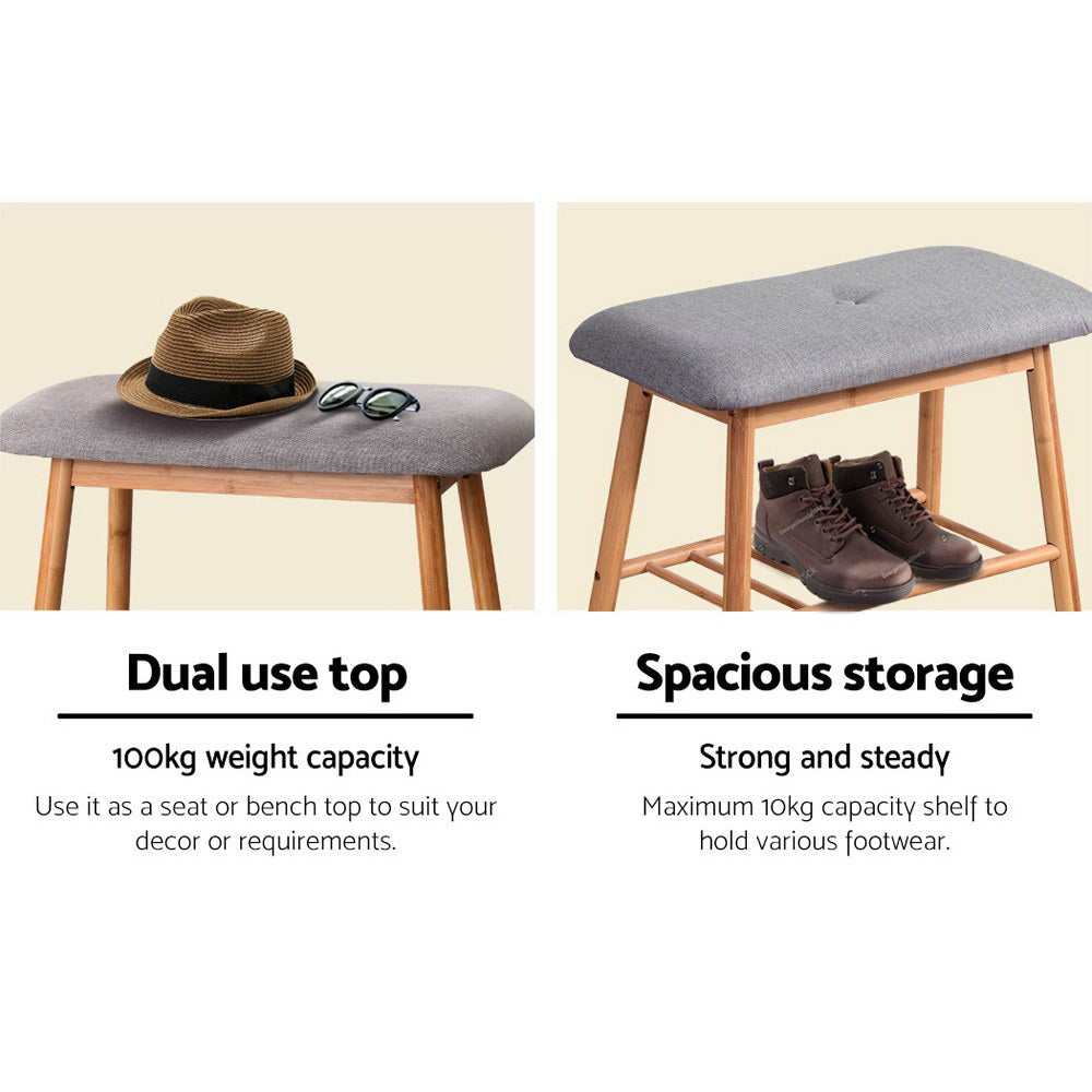 Kairo Shoe Storage Bench – Natural – 2 Pair Capacity