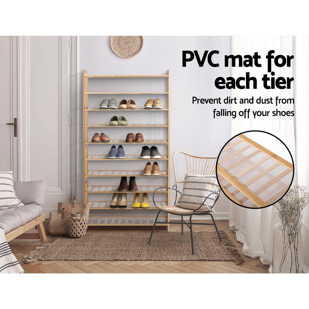 Bamboo Shoe Rack – Natural – 10 Tier