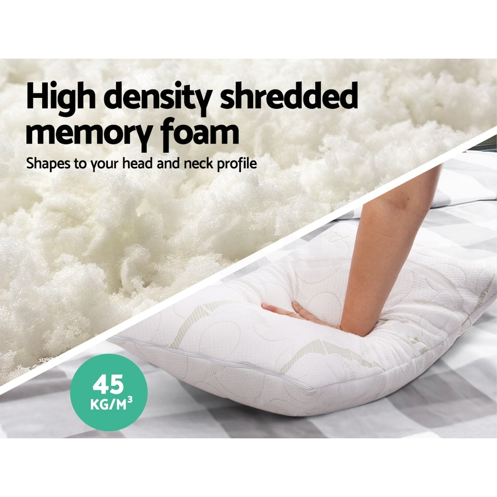 Nara Bamboo Memory Foam Pillow – White – Twin Pack