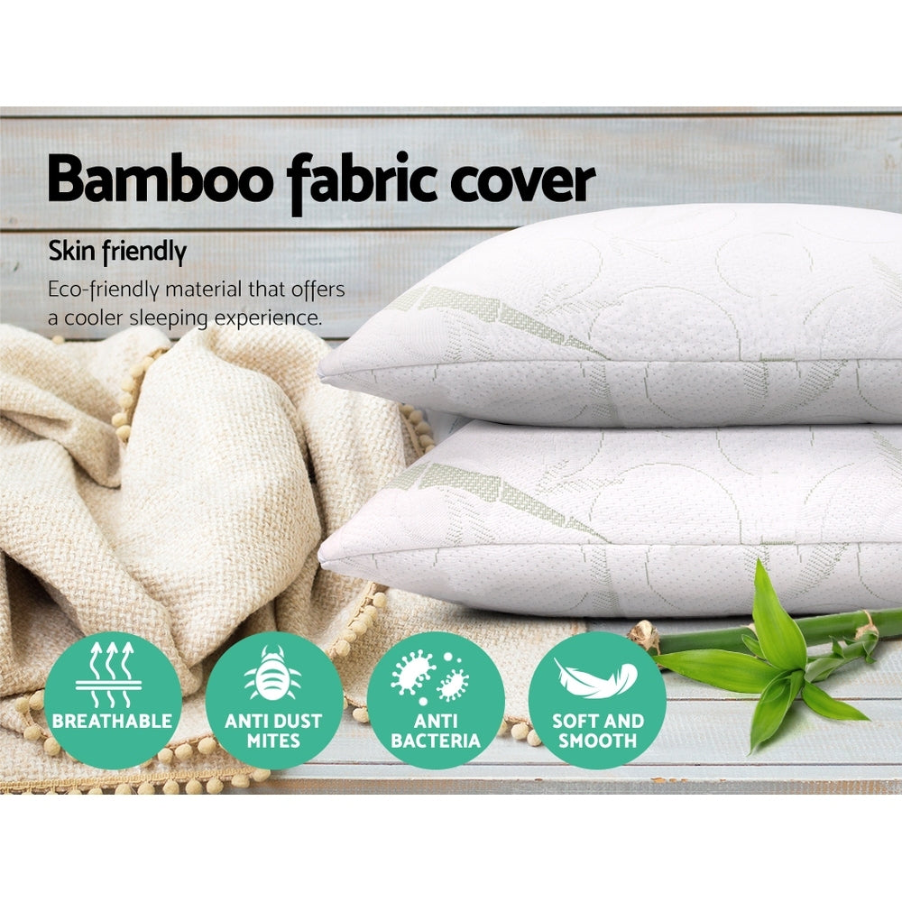Nara Bamboo Memory Foam Pillow – White – Twin Pack