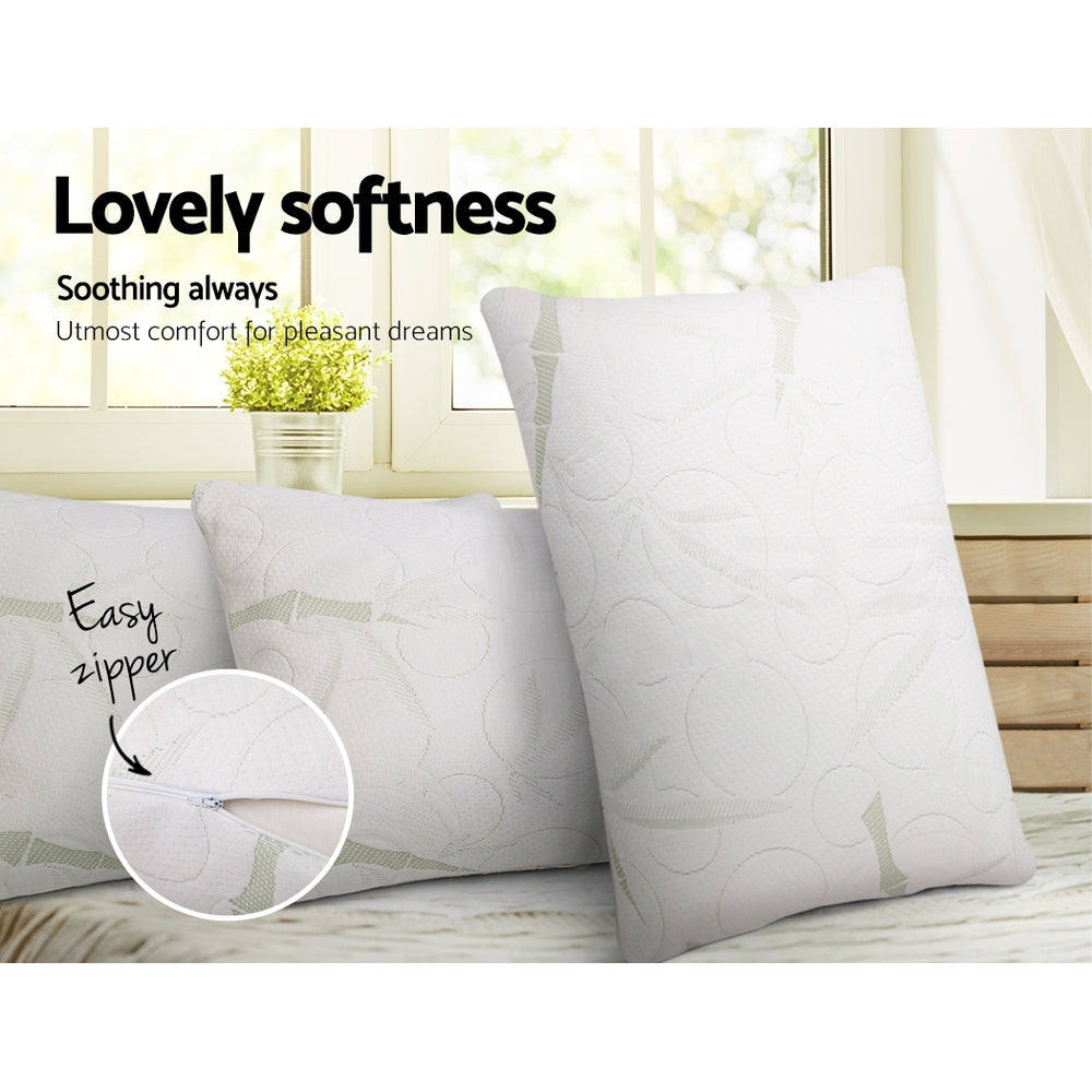 Nara Bamboo Memory Foam Pillow – White – Twin Pack