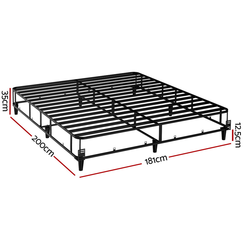 Elora Upholstered Metal Bed Frame – Grey – King