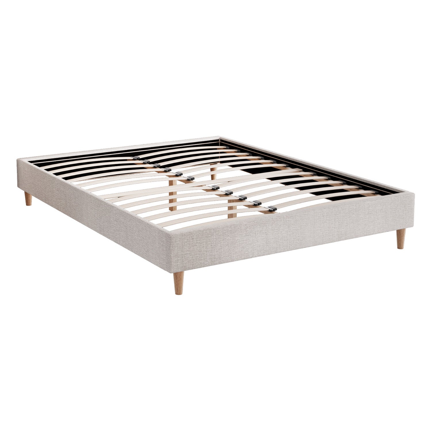 Zora Premium Fabric Bed Frame – Beige – Queen