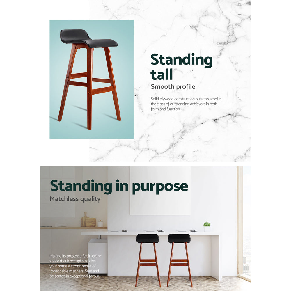 Sliva Wave Style Bar Stools – Black – Set of 2