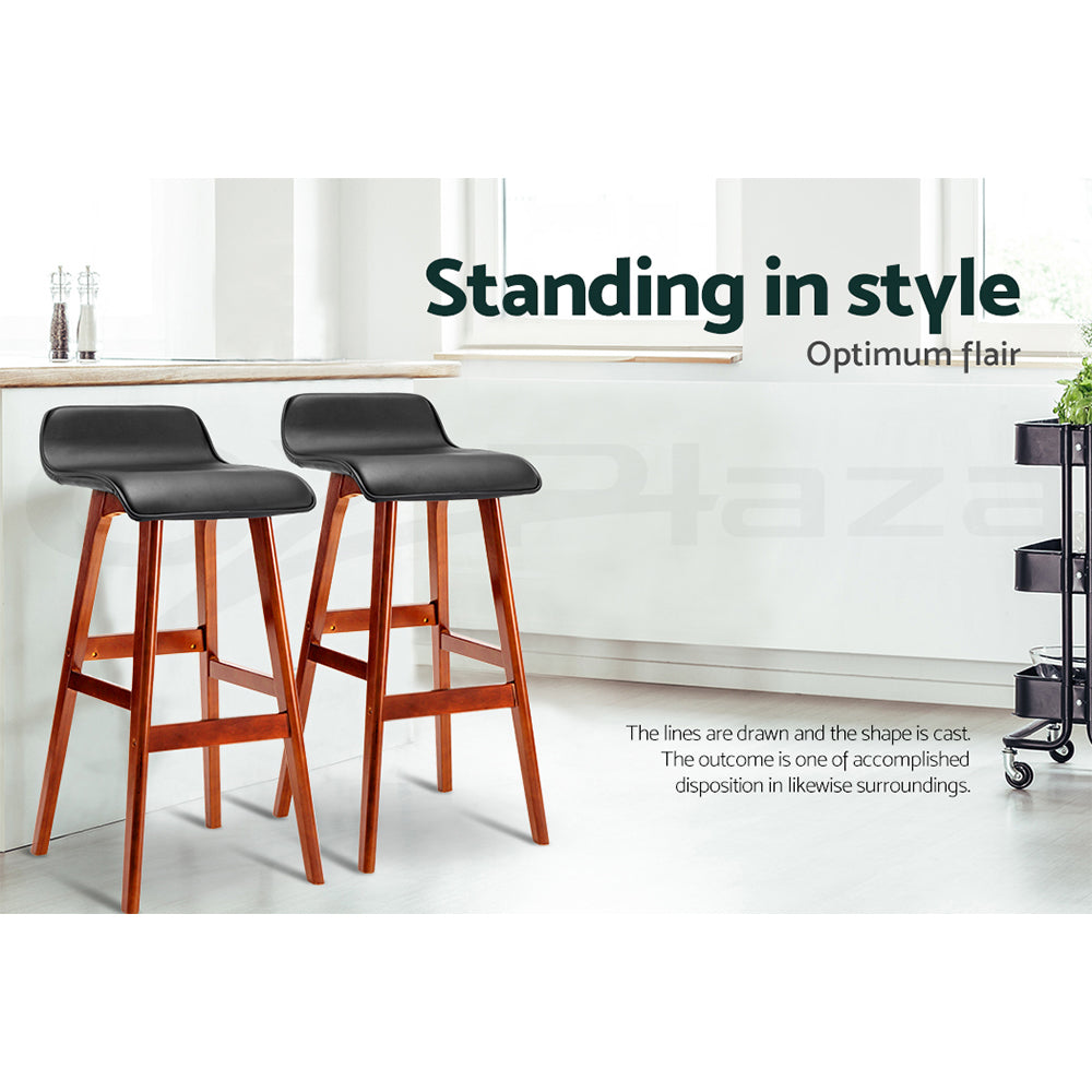 Silvia Wooden Bar Stools – Black – Set of 4