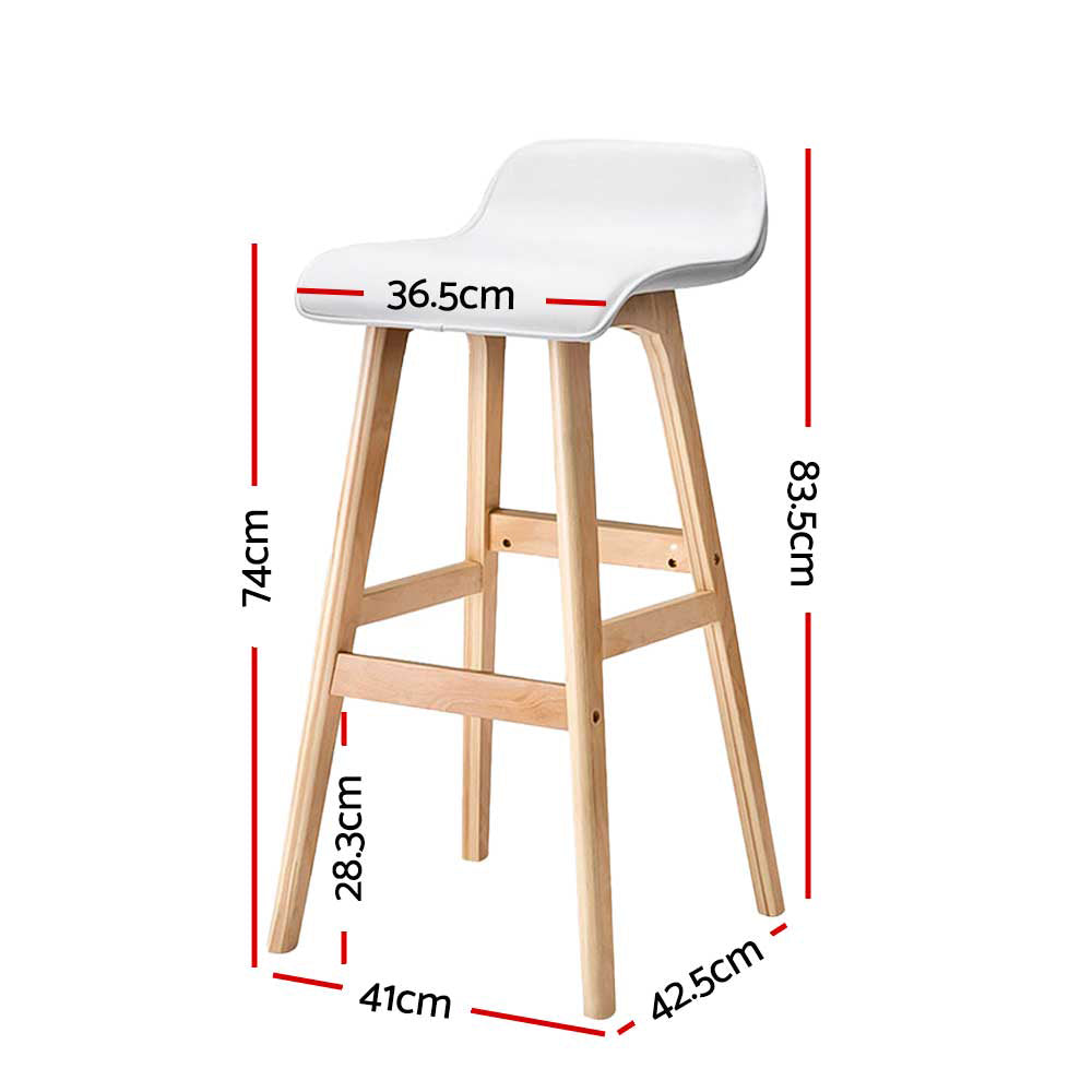 Bentley Wooden Bar Stools – White – Set of 2