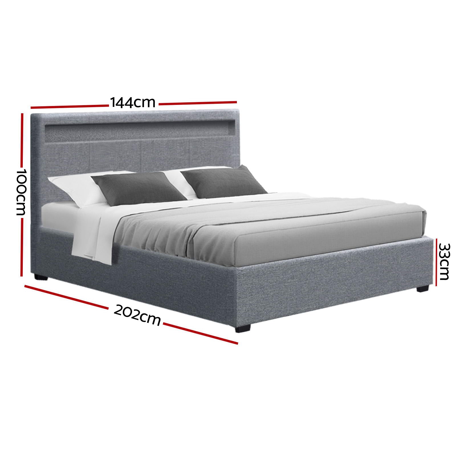 Ridge Gas Lift Bed Base – Grey – Double