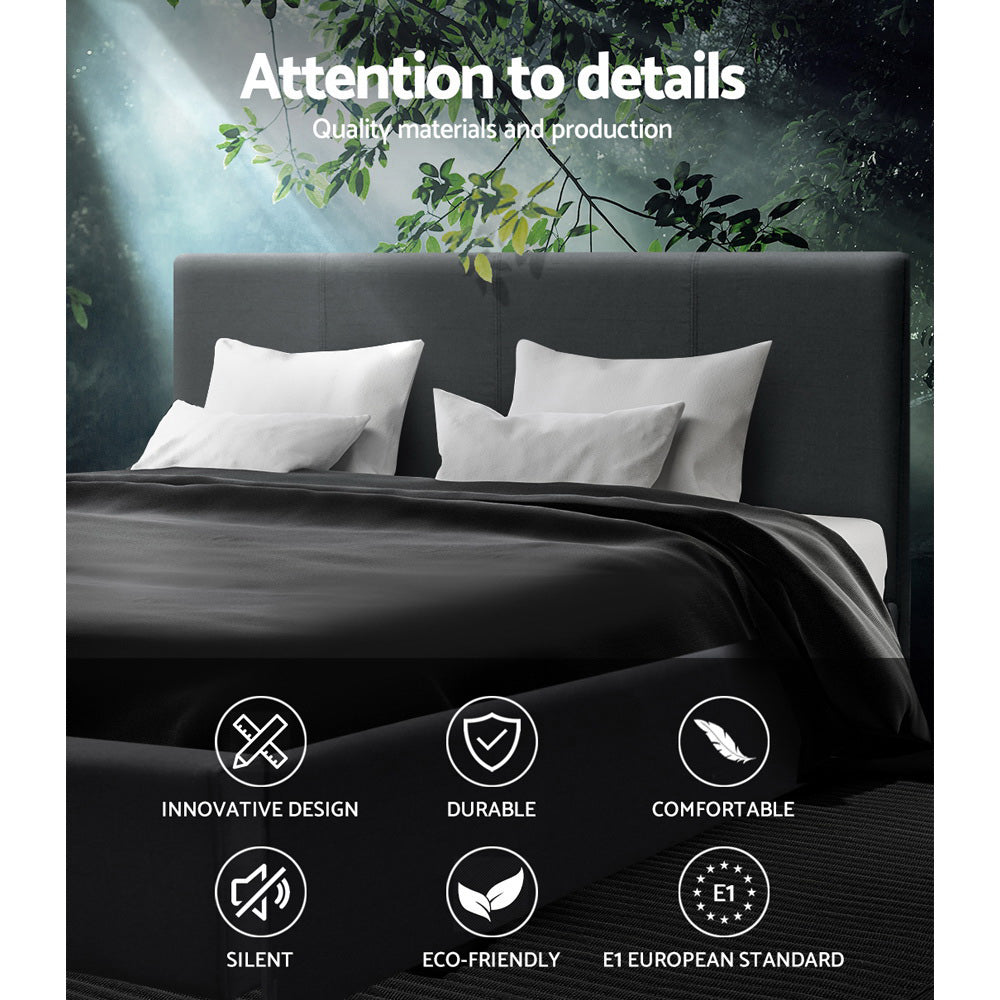 Kairo Fabric Bed Frame – Charcoal – Queen