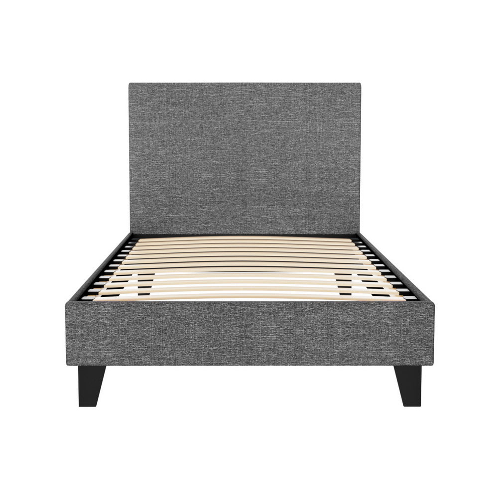 Corvina Linen Upholstered Bed Frame – Grey – Single