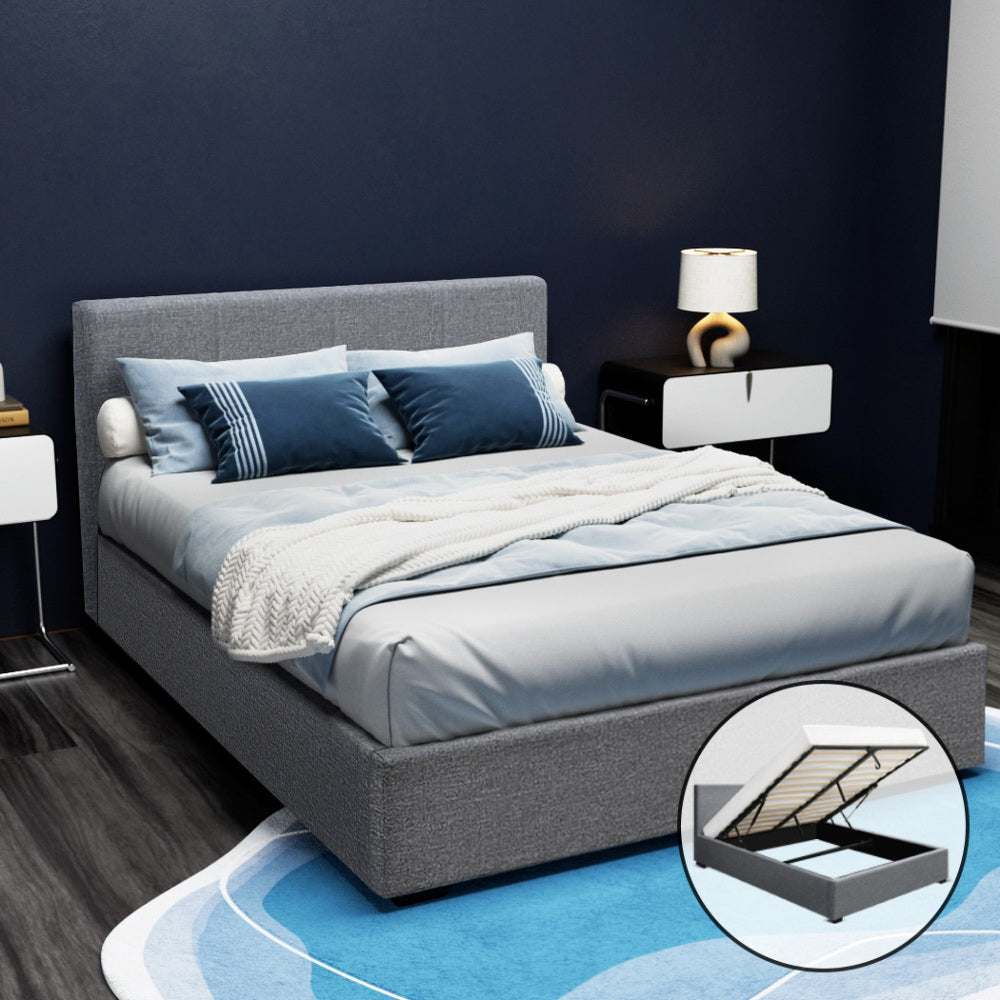 Bed Frame Gas Lift Grey NINO – Double