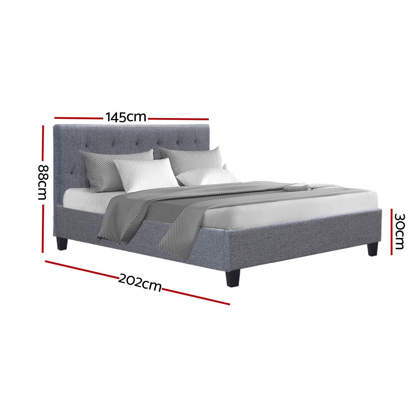 Carter Tufted Bed Head – Brown – Double