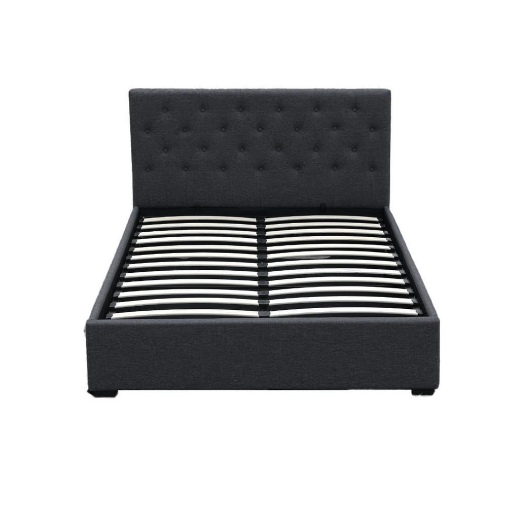 Sorren Gas Lift Linen Bed Frame – Charcoal – Double