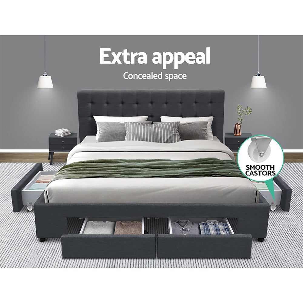 Halston Linen Storage Bed Frame – Charcoal – Double