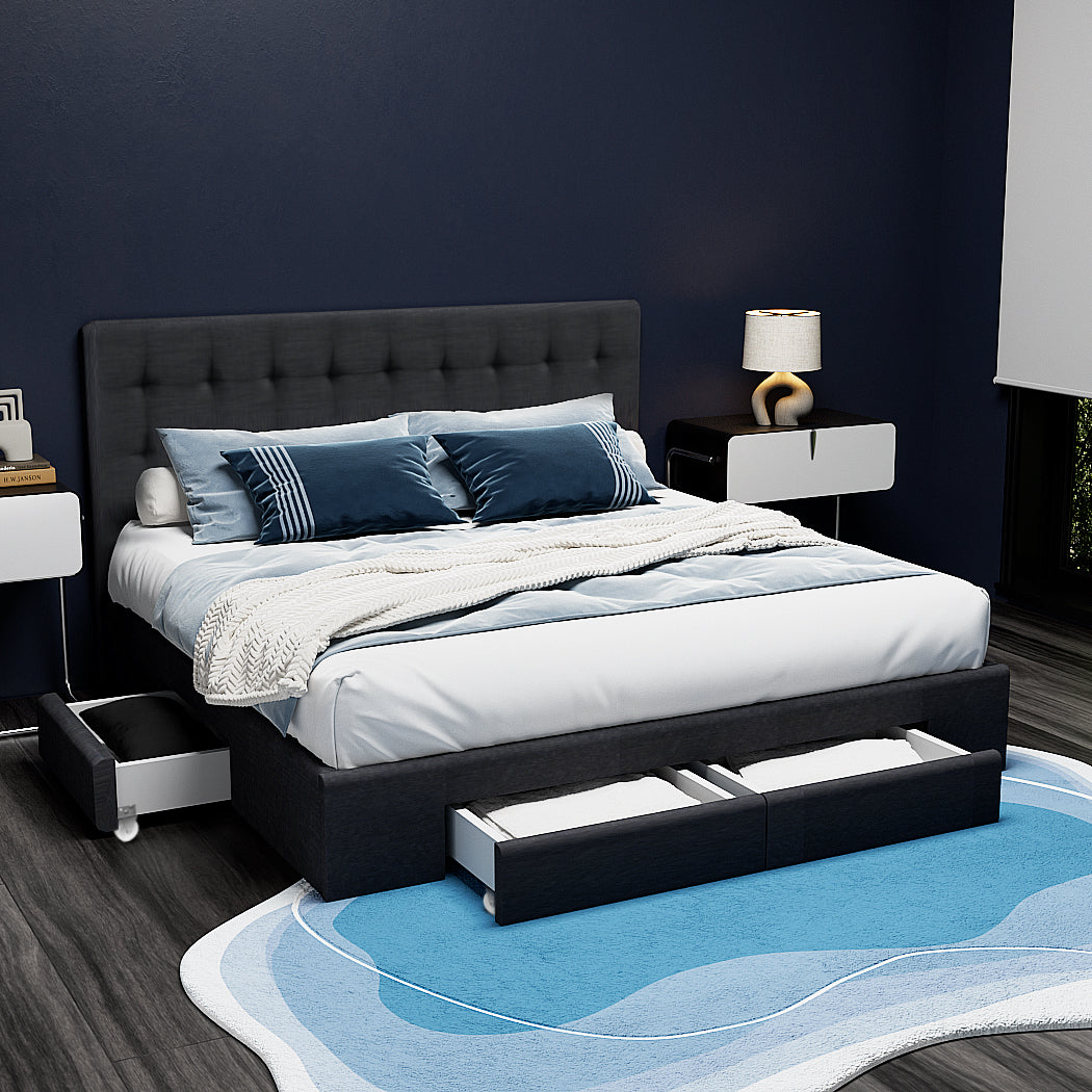 Avio Storage Bed Frame with 4 Drawers – Charcoal – King