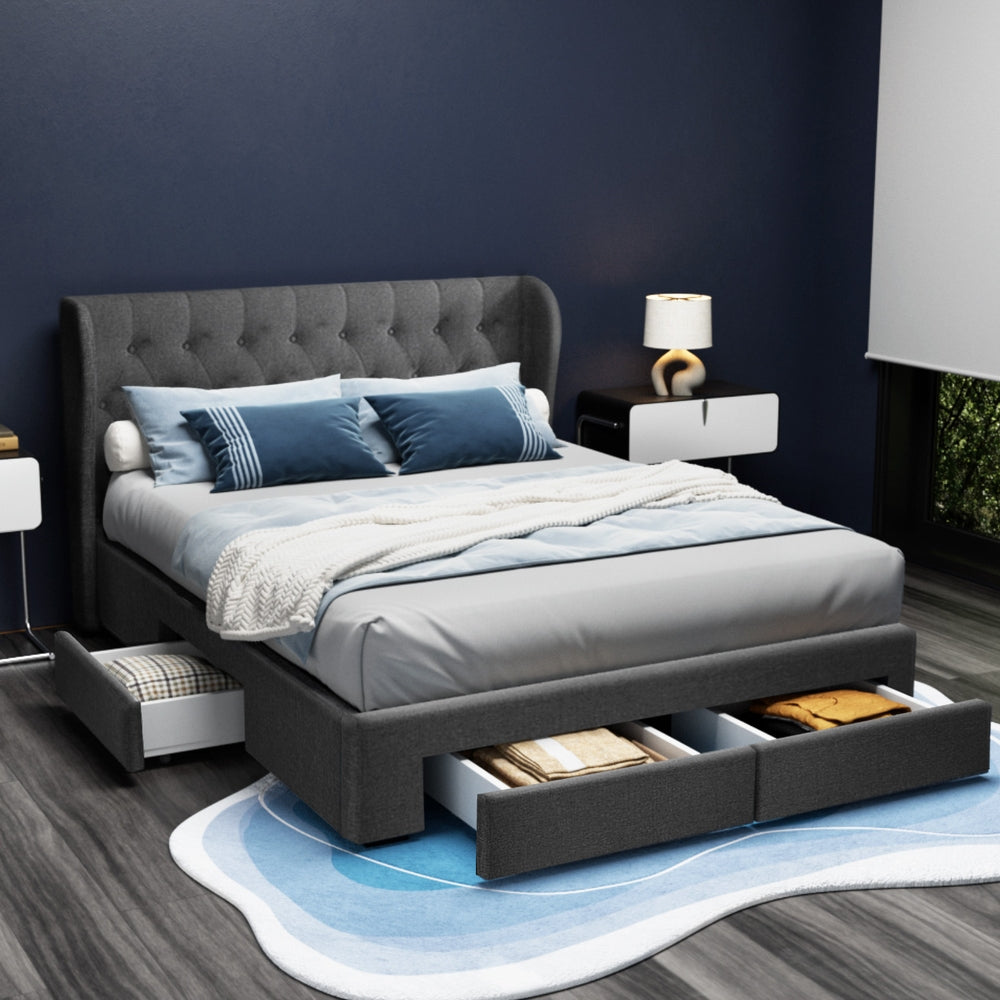 Marston Linen Storage Bed Frame – Charcoal – Queen