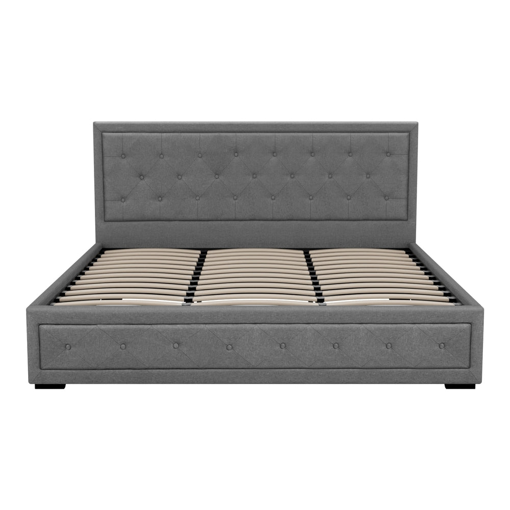 Elowen Gas Lift Linen Bed Frame – Grey – King
